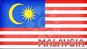 Linen flag of Malaysia with letters stitched on it