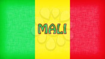 Flag of Mali stitched with letters, isolated