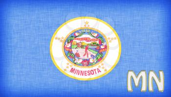 Linen flag of the US state of Minnesota with it's abbreviation stitched on it