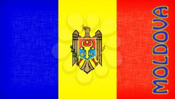 Flag of Moldova stitched with letters, isolated