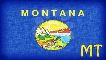 Linen flag of the US state of Montana with it's abbreviation stitched on it