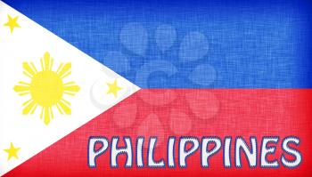 Linen flag of the Philippines with letters stitched on it
