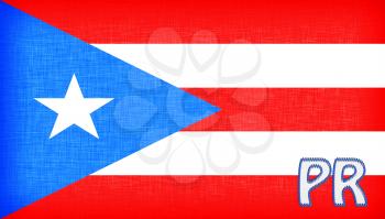 Linen flag of the US state of Puerto Rico with it's abbreviation stitched on it