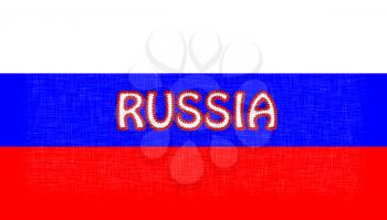 Flag of Russia stitched with letters, isolated