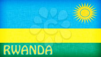 Flag of Rwanda stitched with letters, isolated