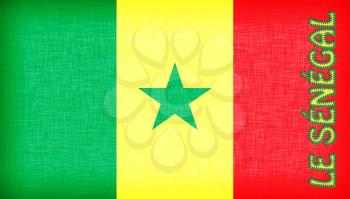 Flag of Senegal stitched with letters, isolated
