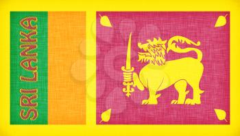 Linen flag of Sri Lanka with letters stitched on it
