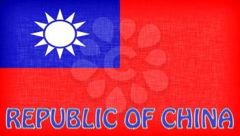 Linen flag of Taiwan with letters stiched on it