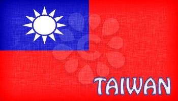 Linen flag of Taiwan with letters stiched on it