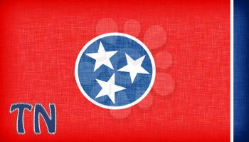 Linen flag of the US state of Tennessee with it's abbreviation stitched on it