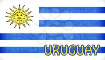 Linen flag of Uruguay with letters stiched on it