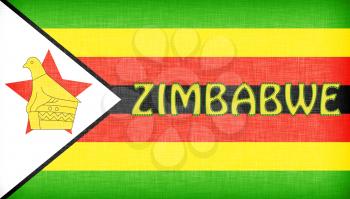 Linen flag of Zimbabwe with letters stiched on it