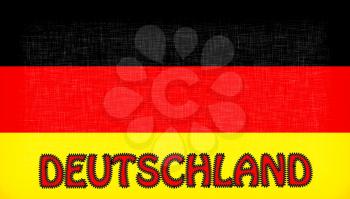 Flag of Germany with letters stiched on it
