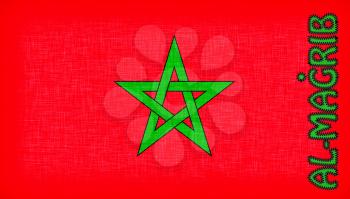 Flag of Morocco with letters stiched on it