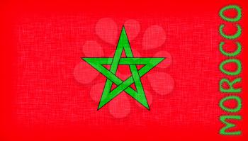 Flag of Morocco with letters stiched on it