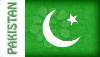 Flag of Pakistan with letters stiched on it