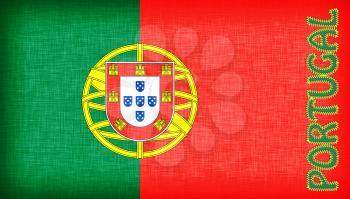 Flag of Portugal with letters stiched on it