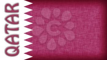 Flag of Qatar stitched with letters, isolated
