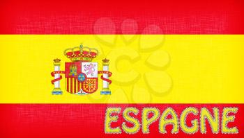 Flag of Spain with letters stiched on it