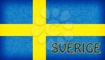 Flag of Sweden stitched with letters, isolated