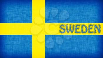 Flag of Sweden stitched with letters, isolated