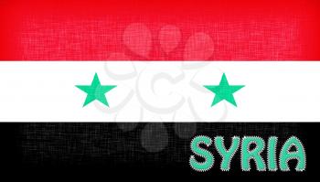 Flag of Syria with letters stiched on it