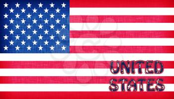 Flag of the USA with letters stiched on it