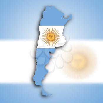 Map of Argentina filled with the national flag