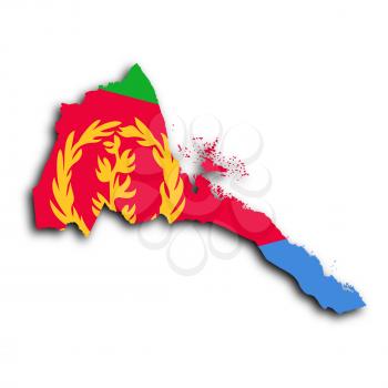 Map of Eritrea filled with the national flag