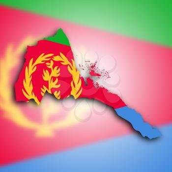 Map of Eritrea filled with the national flag