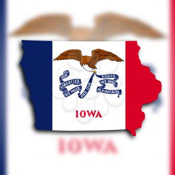 Map of Iowa, filled with the state flag