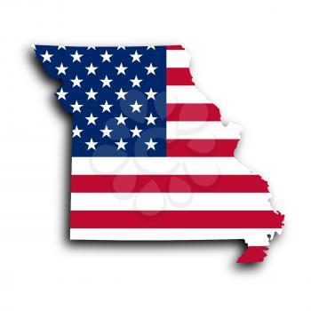 Map of Missouri, filled with the national flag