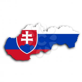 Map of Slovakia filled with the national flag