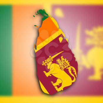 Map of Sri Lanka filled with the national flag