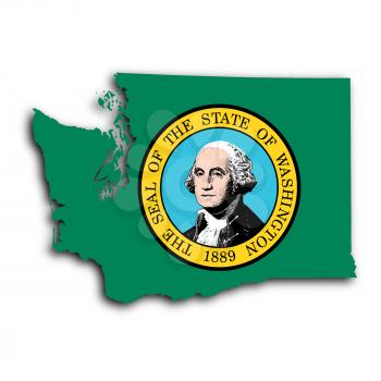 Map of Washington, filled with the state flag