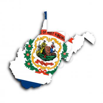 Map of West Virginia, filled with the state flag