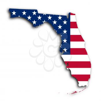 Map of Florida, filled with the national flag