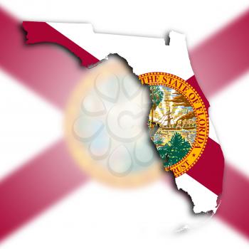 Map of Florida, filled with the state flag