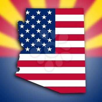 Map of Arizona, filled with the national flag