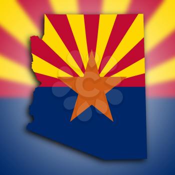 Map of Arizona, filled with the state flag