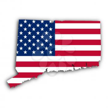 Map of Connecticut, filled with the national flag