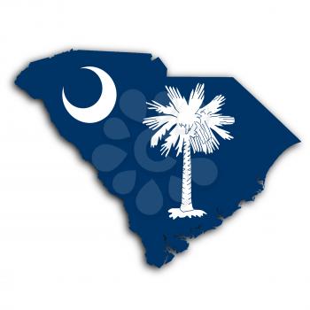 Map of South Carolina, filled with the state flag