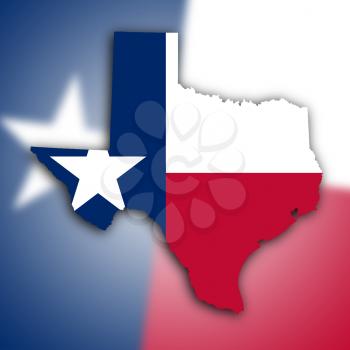 Map of Texas, filled with the state flag