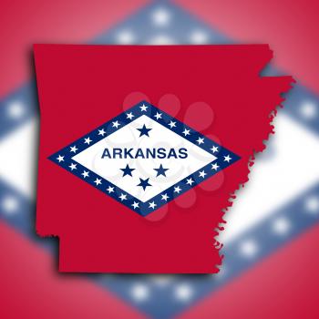 Map of Arkansas, filled with the state flag