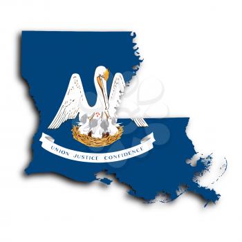 Map of Louisiana, filled with the state flag