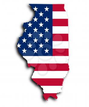 Map of Illinois, filled with the national flag