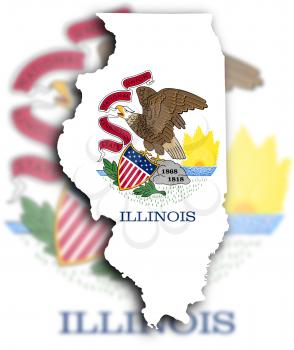 Map of Illinois, filled with the state flag