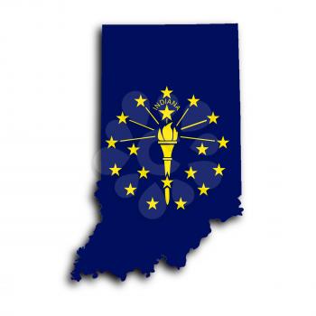 Map of Indiana, filled with the state flag