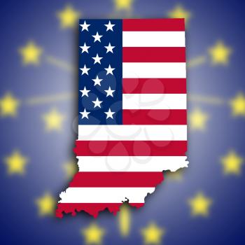 Map of Indiana, filled with the national flag