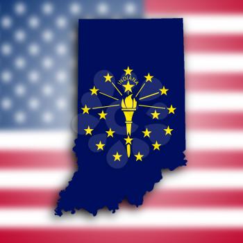 Map of Indiana, filled with the state flag